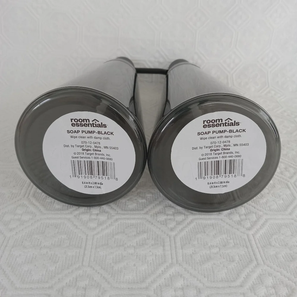 TARGET Room Essentials Plastic Black Soap/Lotion dispensers *NEW Set of 2.